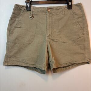 Vintage Essentials Style Shorts Khaki Green Womens 14 100% Cotton Slant Pockets